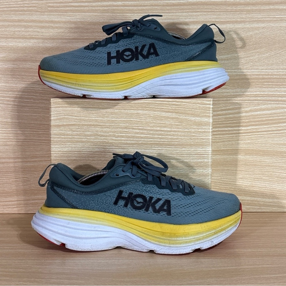 HOKA Bondi 8 Men’s 8.5D Goblin Blue Yellow Running Shoes Athletic